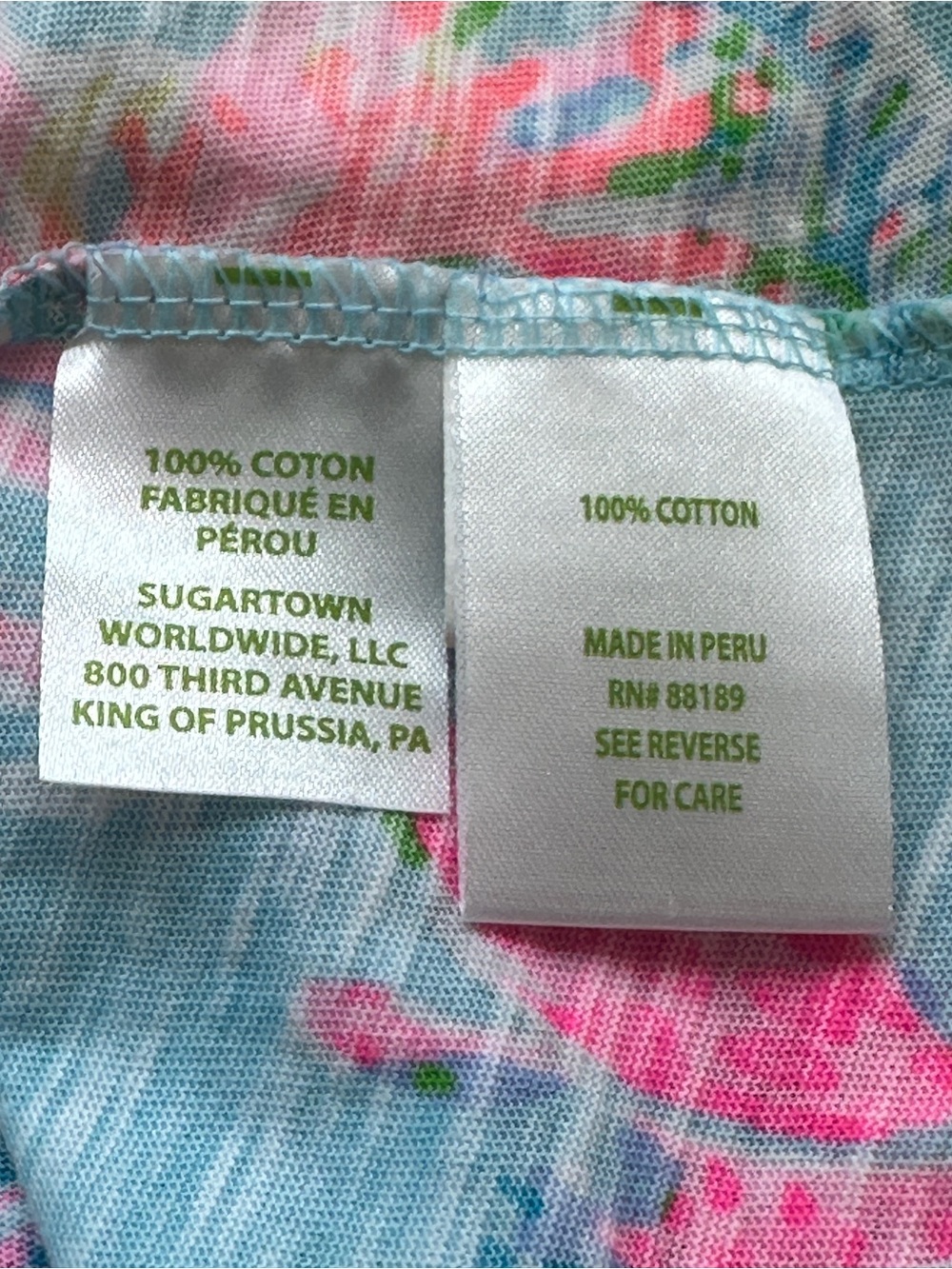 Lilly Pulitzer Shirt Large Etta V neck Celestial Blue Cay to my Heart Tropical - Picture 5 of 6